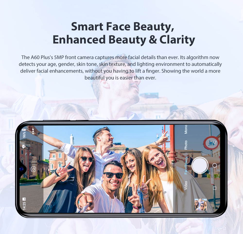 Blackview A60 Plus mobile, 4GB + 64GB, Quad Core, Android 10, 4080mAh, 4G, mobile phone with Water Drop Screen, Facial identification