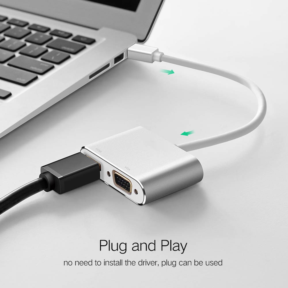 Mini DisplayPort to HDMI VGA Adapter, CableCreation 2 in 1 Mini DP Hub (Thunderbolt 2) Converter Compatible with MacBook Pro, iMac, HDTV, Projector, 4K UHD Monitors