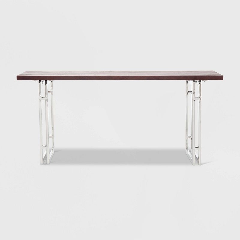 Highline Stainless Steel Metal Bench Dark Walnut Brown - Finch