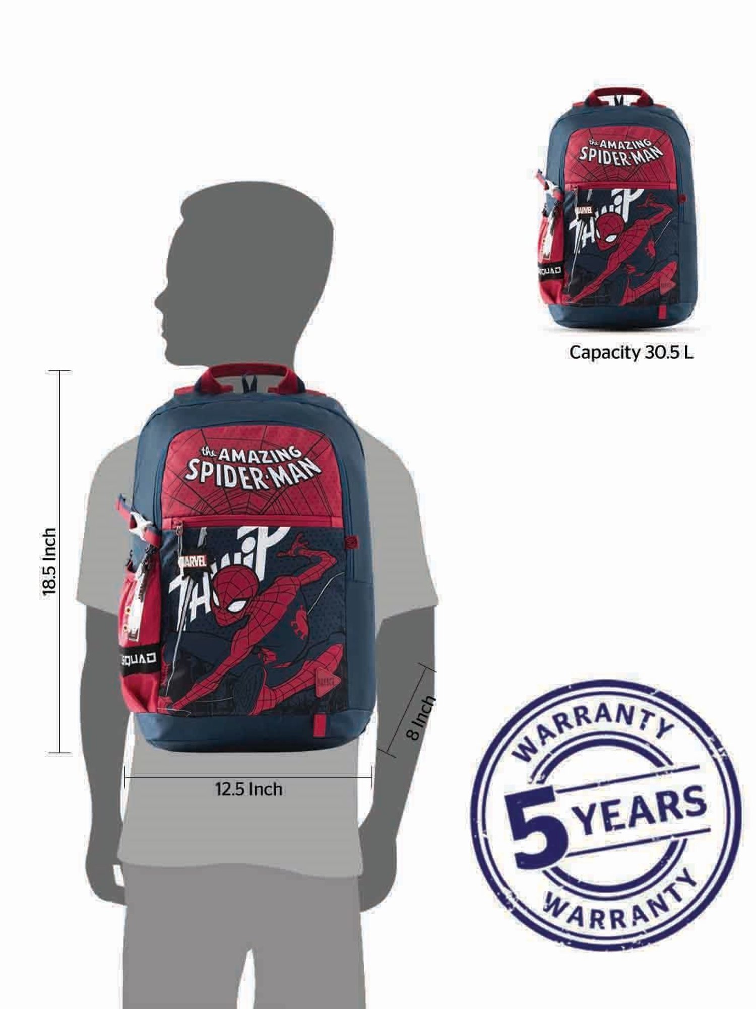 Wiki Back to School Squad 1 Red & Blue Polyester Printed Backpack - 31 Ltrs