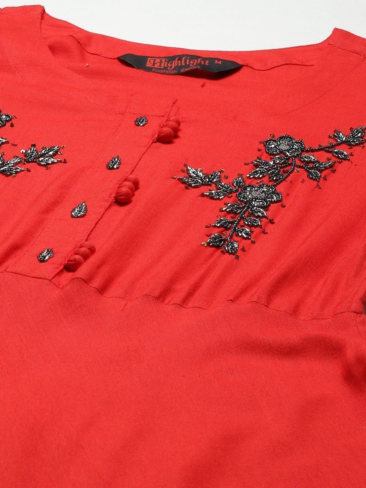 HIGHLIGHT FASHION EXPORT Red Embellished Maxi Dress