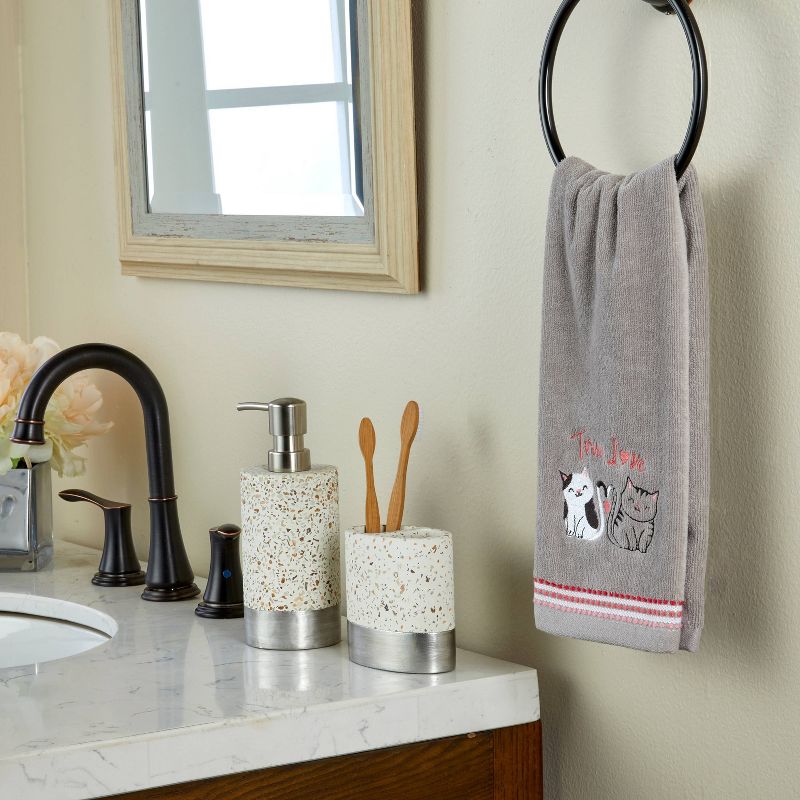 2pk True Love Cats Hand Towel Set Gray - SKL Home