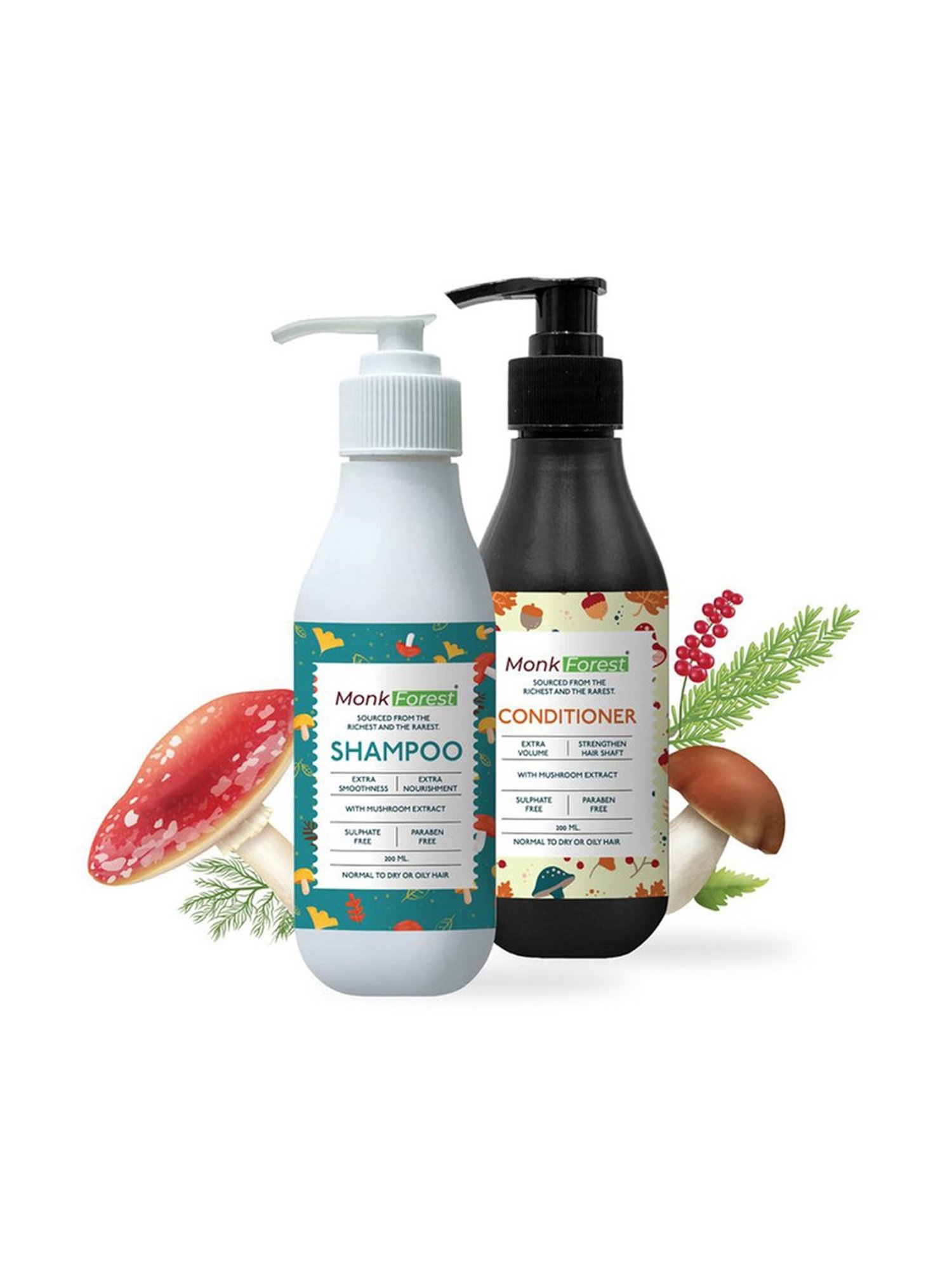 Monk Forest Mushroom Hair Shampoo & Conditioner for Hair Fall & Protection