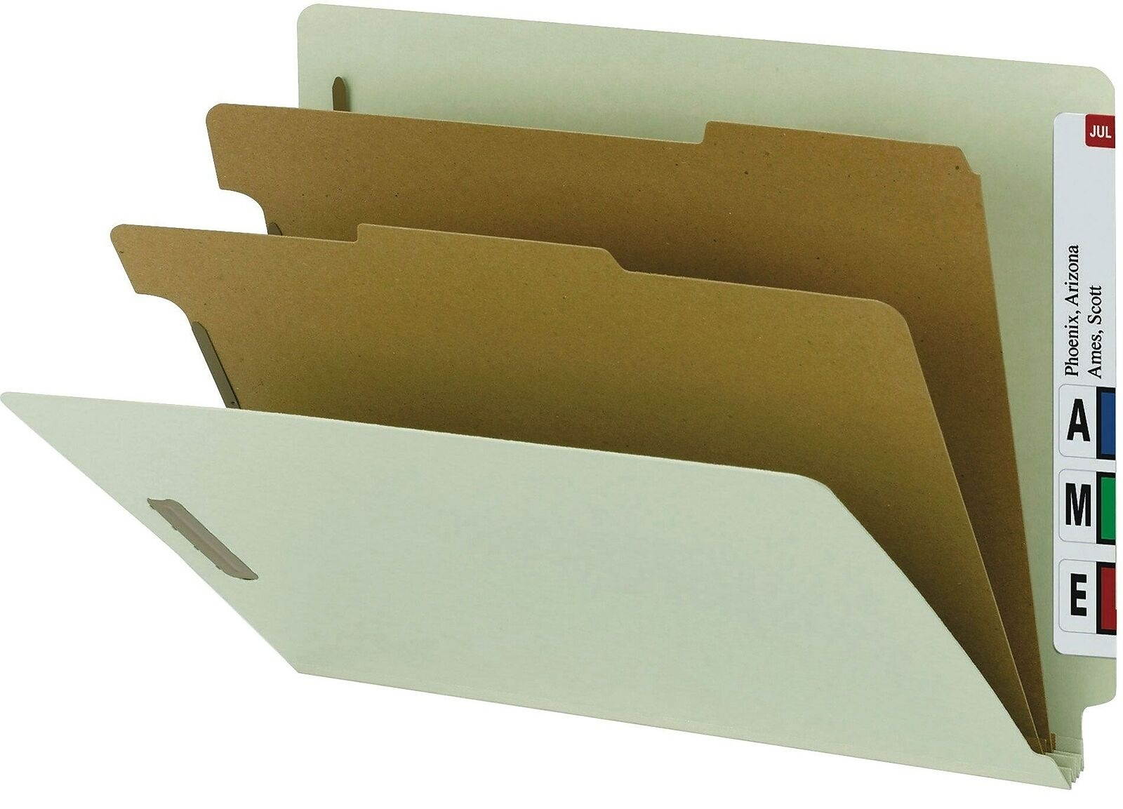 Nature Saver End Tab Classification Folders 2 Dividers Ltr 10/BX GY Green