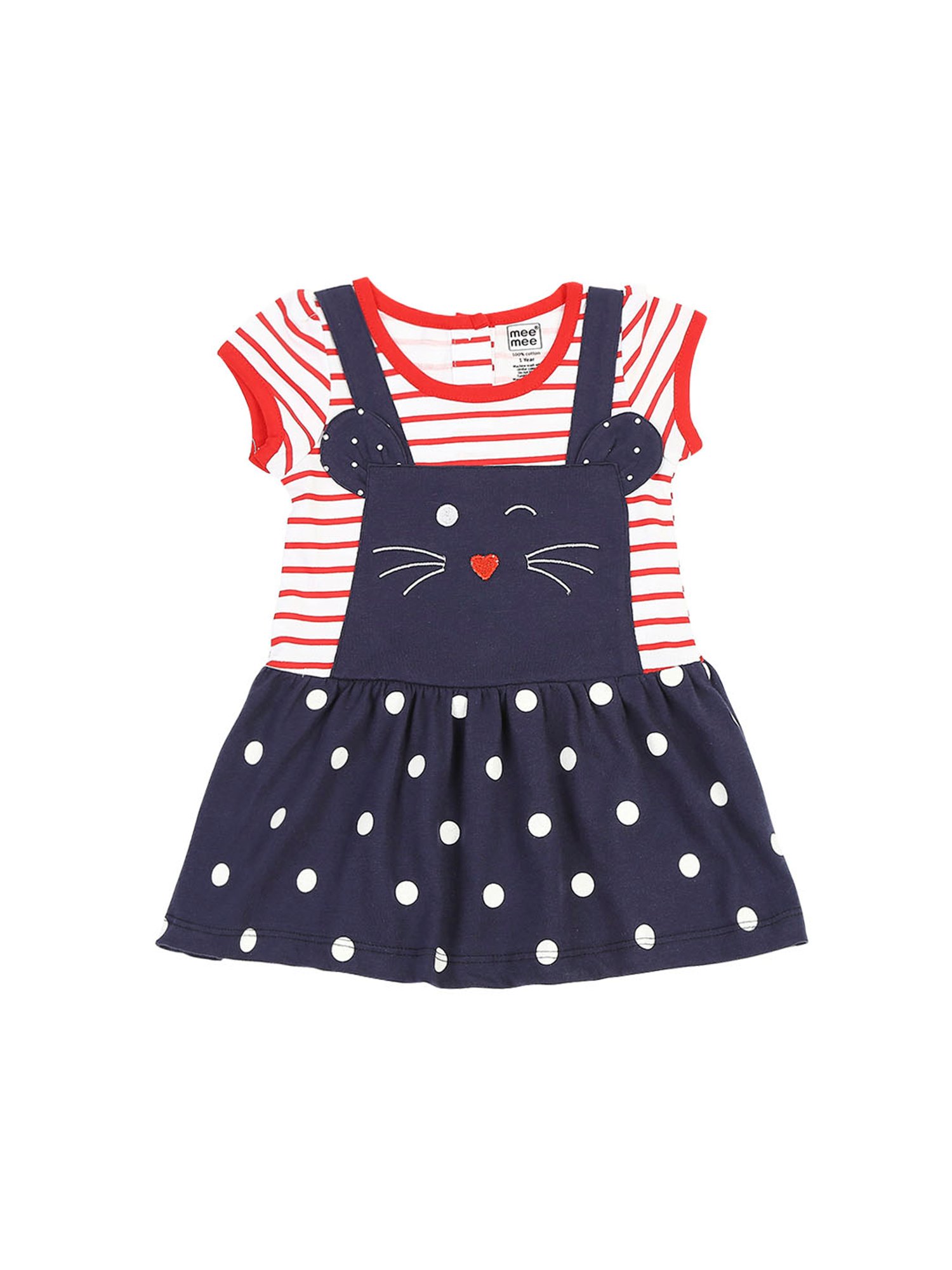 Mee Mee Kids Red & Navy Printed Dress