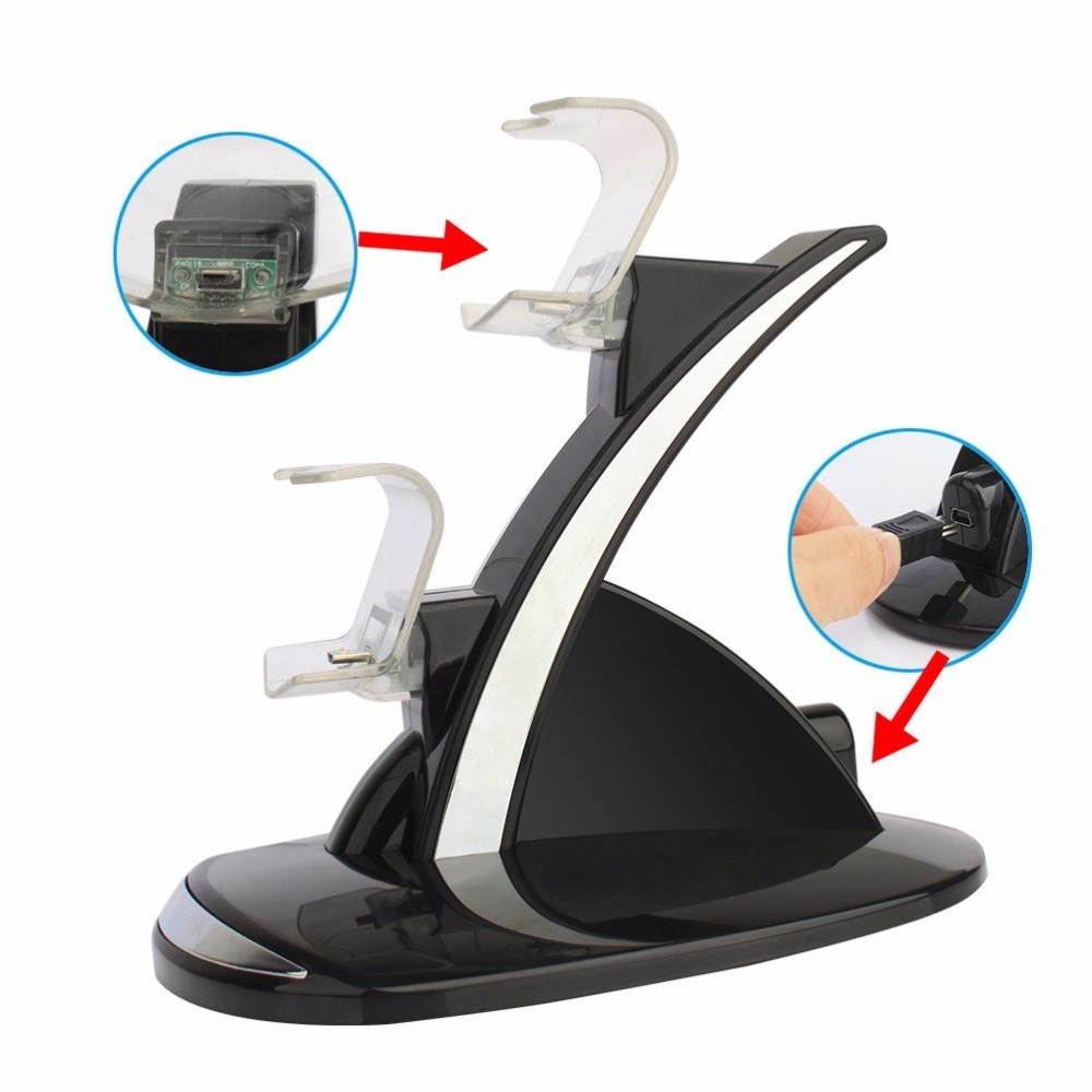 Wanmingtek Dual PS4/PS4 Slim/PS4 Pro Gaming Controller LED Charging Stand USB Charger Dock Station Cradle For Sony Playstation 4 PS4 / PS4 Slim /PS4 Pro