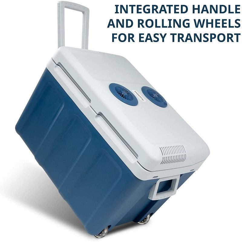 Ivation Electric Cooler & Warmer with Wheels & Handle |48 Quart (45 L) Portable Thermoelectric Fridge For vehicles & Trucks| 110V AC Home Power Cord & 12V Car Adapter for Camping, Travel & Picnics