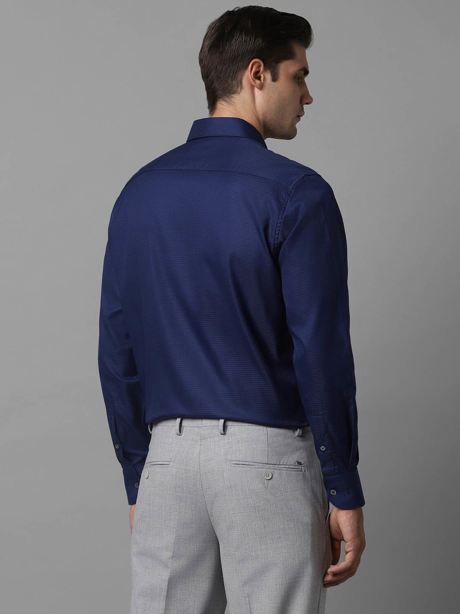 Luxure By Louis Philippe Navy Regular Fit Texture Shirt