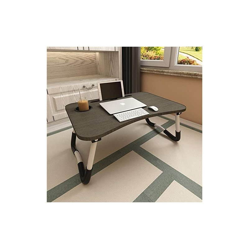 Laptop Desk,  Portable Laptop Bed Tray Table Notebook Stand Reading Holder with Foldable Legs & Cup Slot for Eating Breakfast, Reading Book, Watching Movie on Bed/Couch/Sofa (Black)