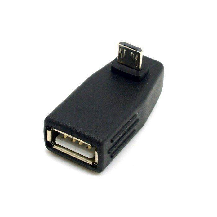 2pcs 90 Degree Up & Down Right Angled Micro USB Type B to USB Female OTG Adapter
