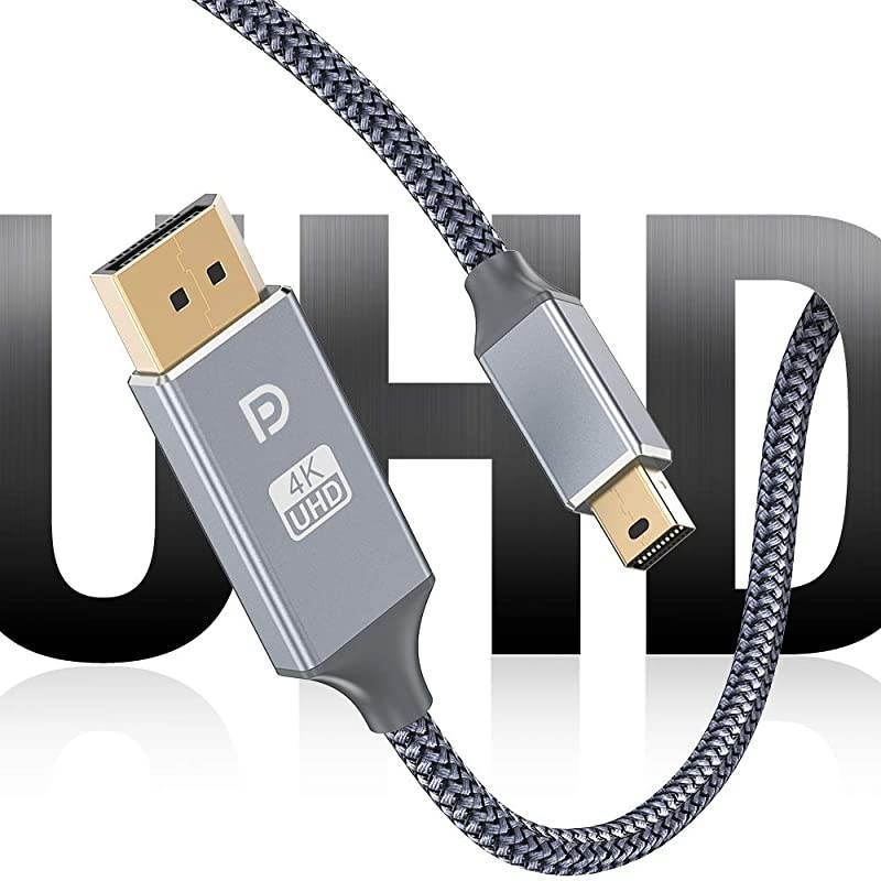 Mini DisplayPort to DisplayPort Cable  4K60Hz Thunderbolt to DisplayPort Cable GoldPlated 10Ft Ultra High Speed Mini DP to DP Cable Compatible MacBook AirPro Surface ProDock Grey