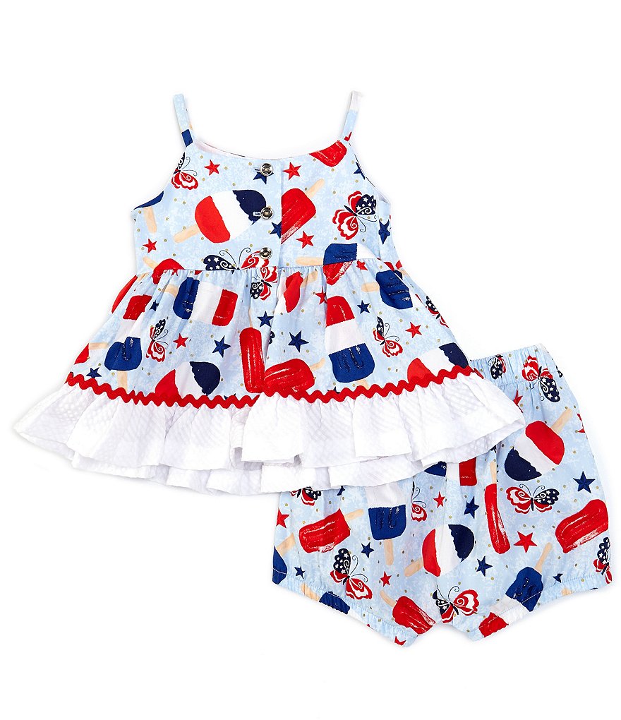 Bonnie Jean Baby Girls 12-24 Months Americana Mixed-Media Popsicle Fit-And-Flare Dress
