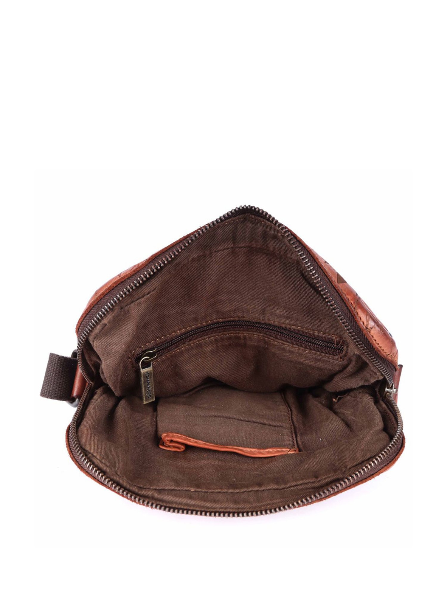 HiLEDER Brown Textured Small Leather 12 inch Cross Body Bag