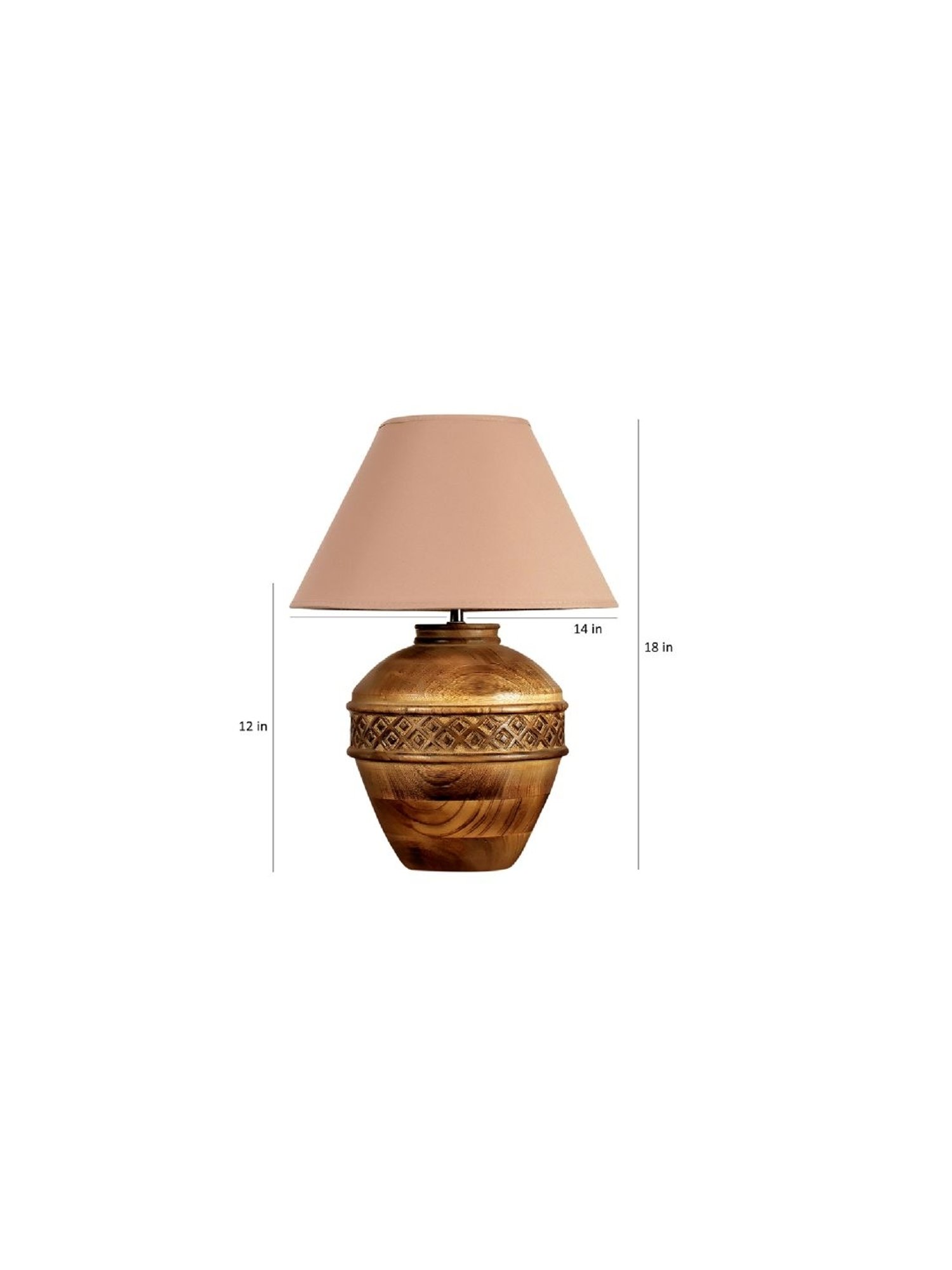 Kapoor Lamp Shades Brown & Pink Wood Cromwell Large Carved Table Lamp