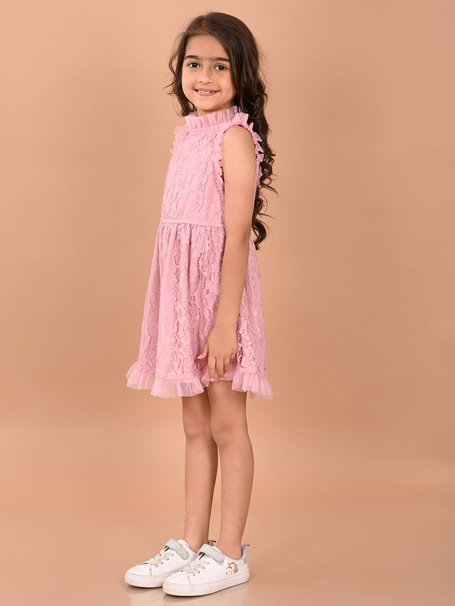LilPicks Kids Pink Embroidery Dress