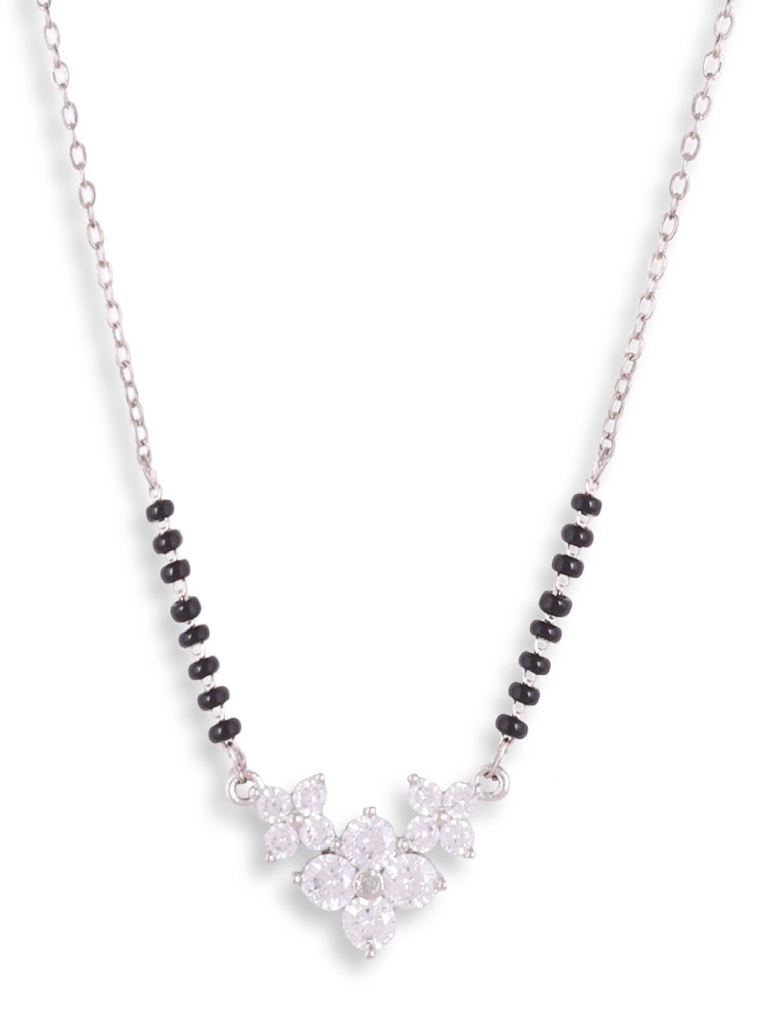 Abdesigns Gold-Plated American Diamond & Black Beaded Mangalsutra