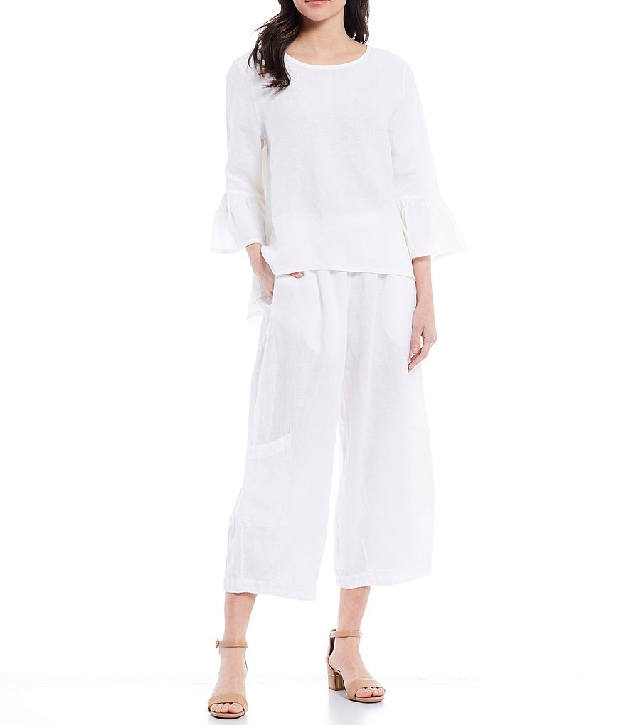 Bryn Walker Casbah Light Linen Cropped Lantern Pull-On Pants