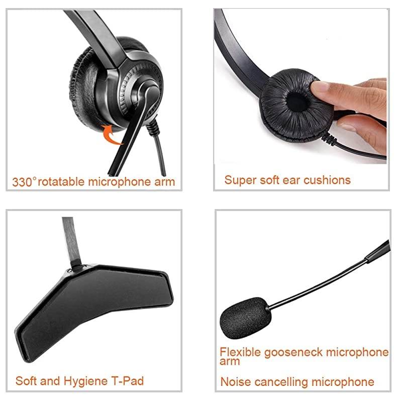 25mm Telephone Headset Monaural with Noise Cancelling Microphone for DECT ATampT ML17929 Vtech Panasonic KXT7630 Polycom Clarity XLC34 Office IP and Cordless Dect PhonesT10