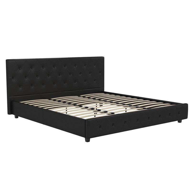 King Dalia Faux Leather Upholstered Bed Black - Room & Joy