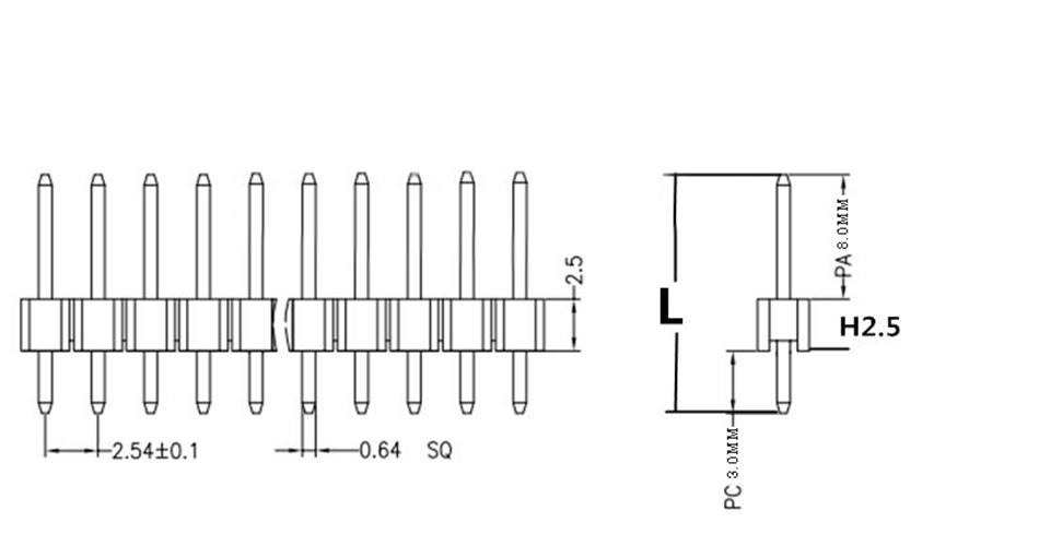 40x1 Pin 2.54mm Single Row (L 11.5MM) Male Header 1 Pack