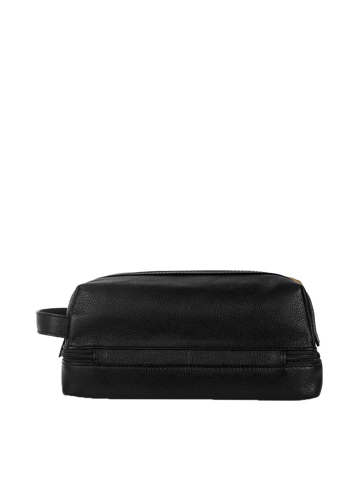 Mai Soli Khaki & Black Leather Toiletry Pouch