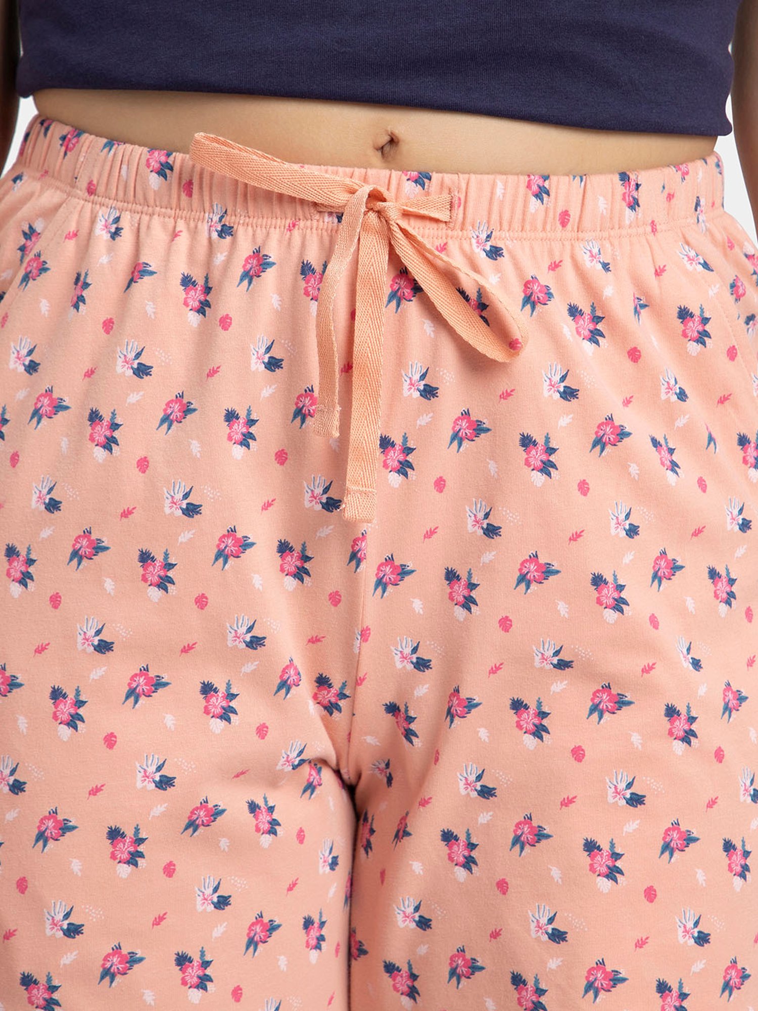 Jockey RX87 Women's Super Combed Cotton Relaxed Fit Printed Sleep Shorts with Side Pockets