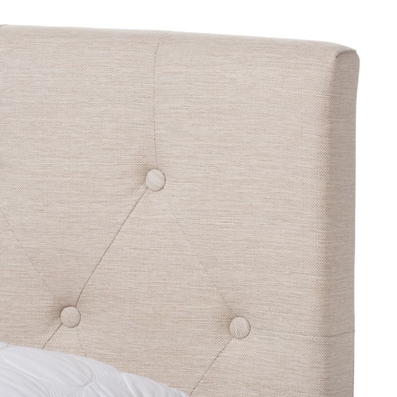 Cassandra Modern and Contemporary Fabric Upholstered Bed - Queen - Light Beige - Baxton Studio