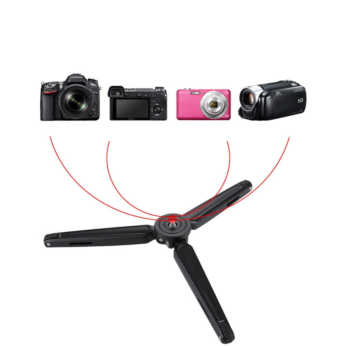 Puluz Tripod Lightweight Heavy Duty Aluminum Alloy Mini Tabletop Tripod for Nikon DSLR Cameras Projector Mobile Phones (Black)