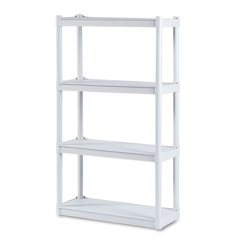Iceberg Rough N Ready Four-Shelf Open Storage System Resin 32w x 13d x 54h Platinum 20843