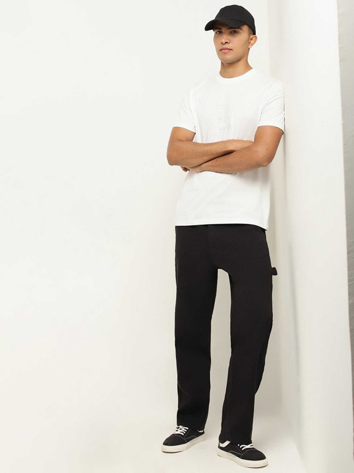 Nuon by Westside White Embroidered Slim Fit T-Shirt