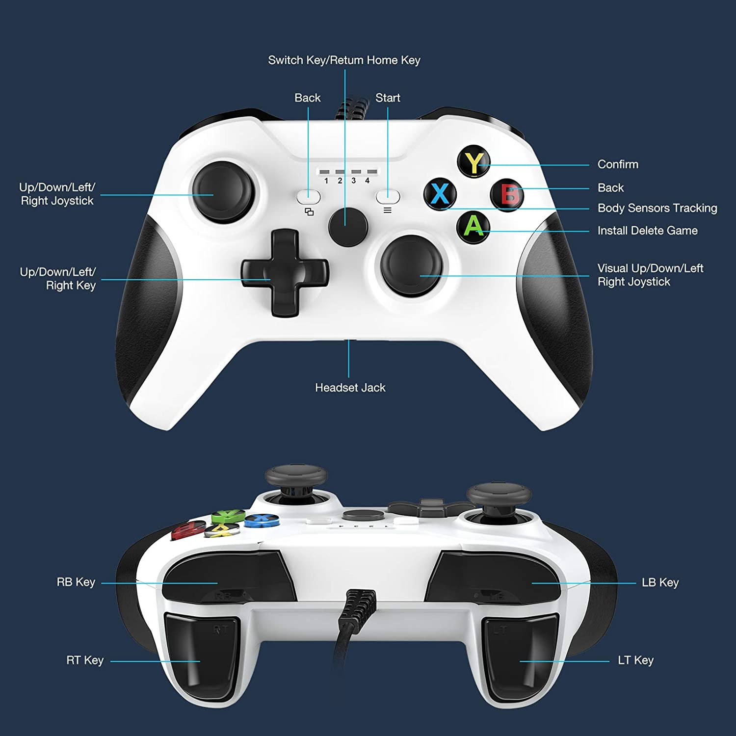 Xbox One Controller,Wired Xbox Controller with Headphone Jack for Xbox Series S Xbox Series X Xbox One/S/X and Microsoft PC Windows 7. 10