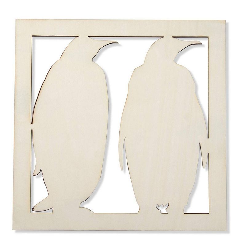 Genie Crafts 2-Piece Unfinished Wood Penguin Cutout Wall Art Decor for Painting, DIY Crafts, 11.6 x 0.2 in