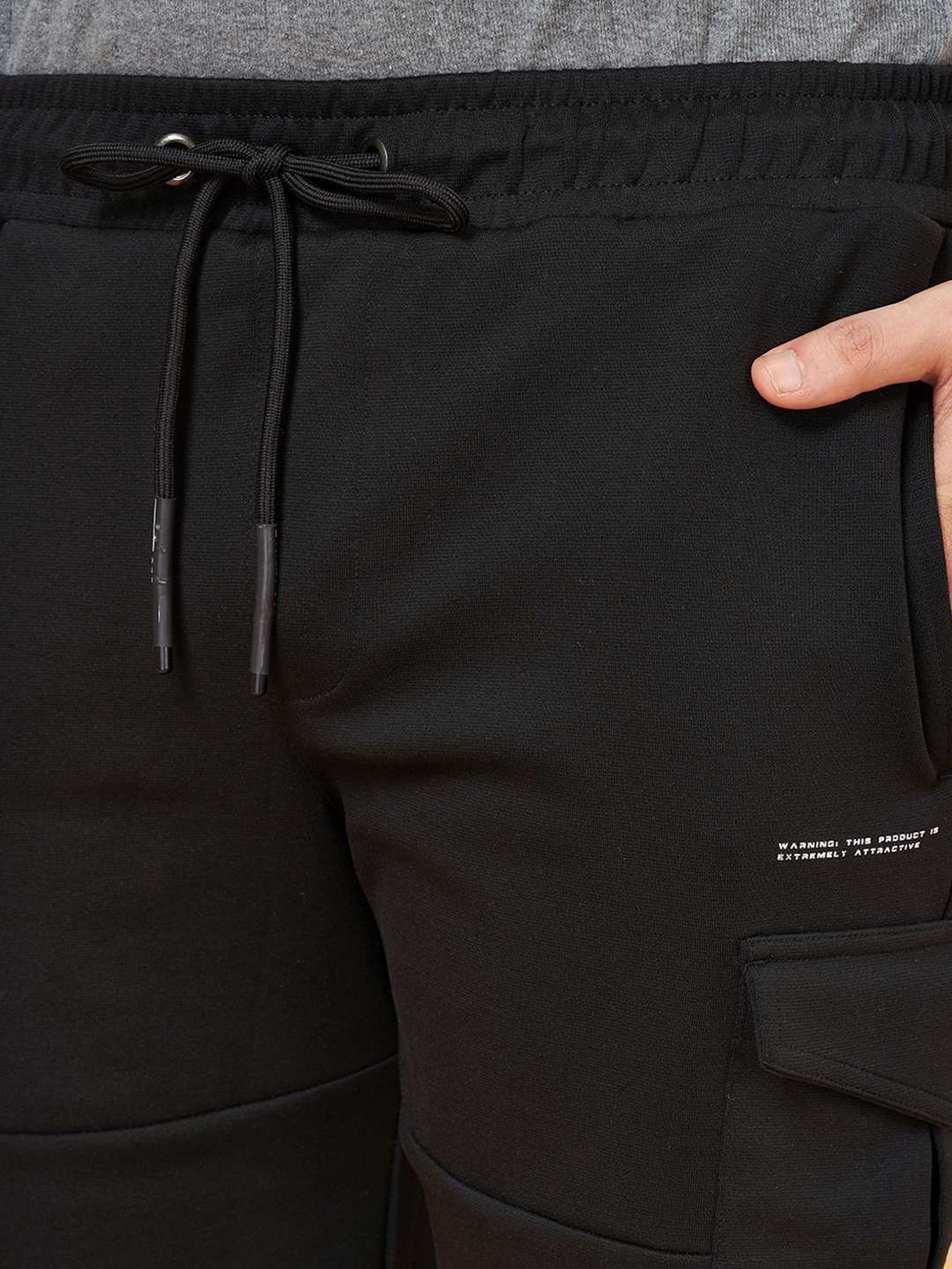 Street 808 By Pantaloons Jet Black Regular Fit Cargo Shorts