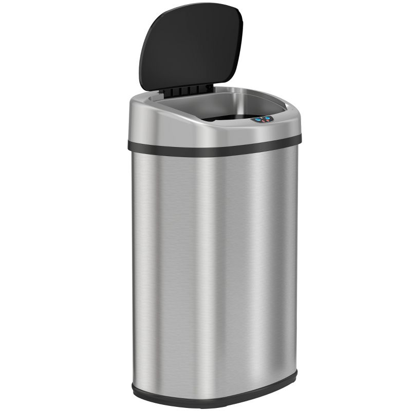 iTouchless Sensor Kitchen Trash Can with AbsorbX Odor Filter 13 Gallon Silver Stainless Steel