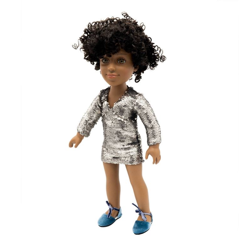 I'M A GIRLY Dress with Silver Glitter Sequin Outfit - Fits I'M A GIRLY 18" Fashion Doll