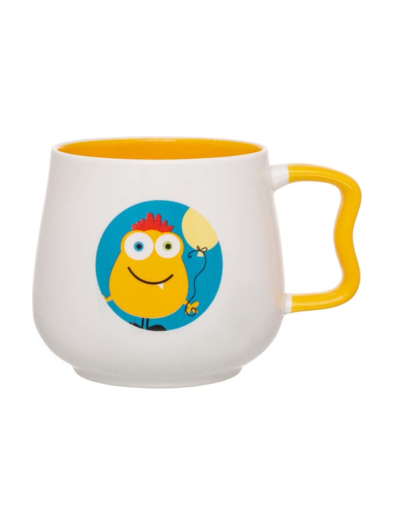 JCPL White & Yellow Ceramic 10.3 cm Milk Mug (0.33 L) - Set of 2