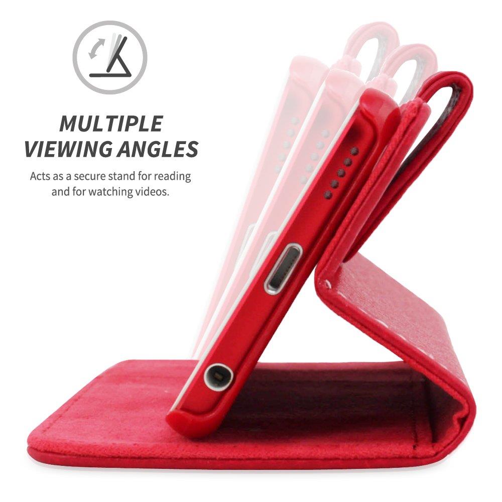 iPod Touch Case, Snugg Red Leather Flip Case [Card Slots] Executive Apple iPod Touch Wallet Case Cover and Stand - Legacy Series