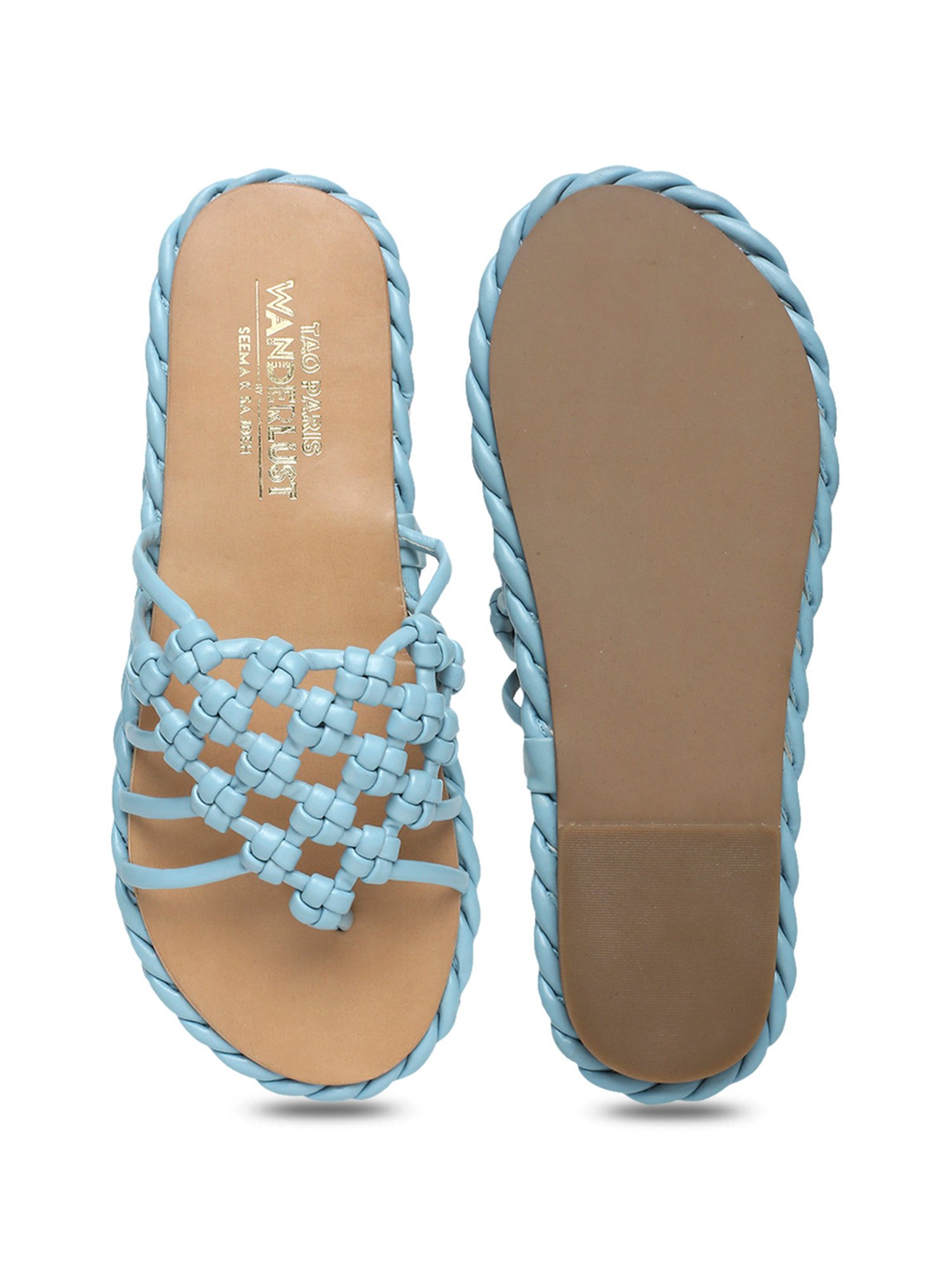 Tao Paris Women's Lisbon Blue Thong Sandals