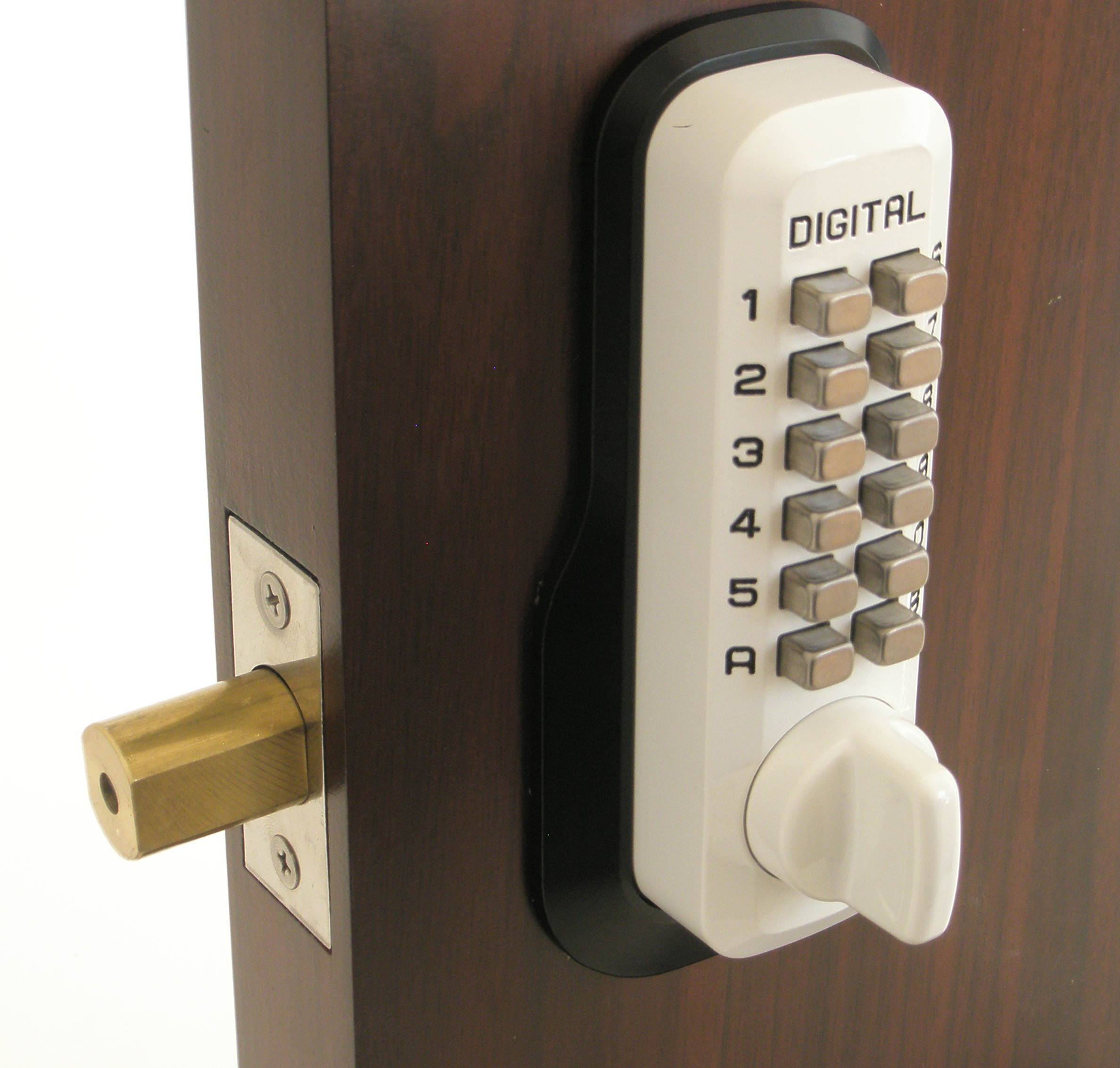 LockeyUSA Digital Door Lock M210 Mechanical Keyless Entry Deadbolt Double Combination, White