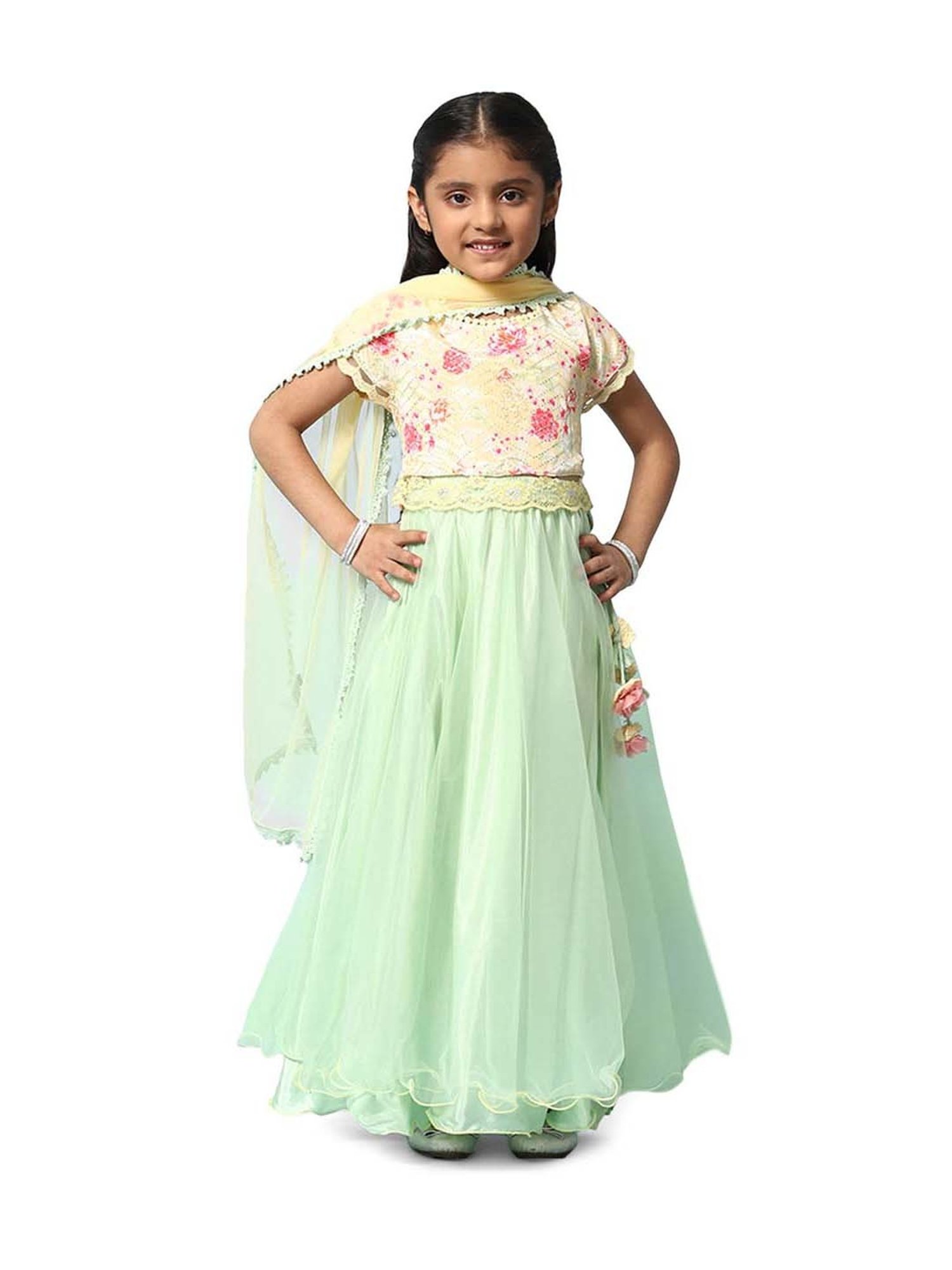 A Little Fable Kids Red & Beige Embellished Lehenga Choli