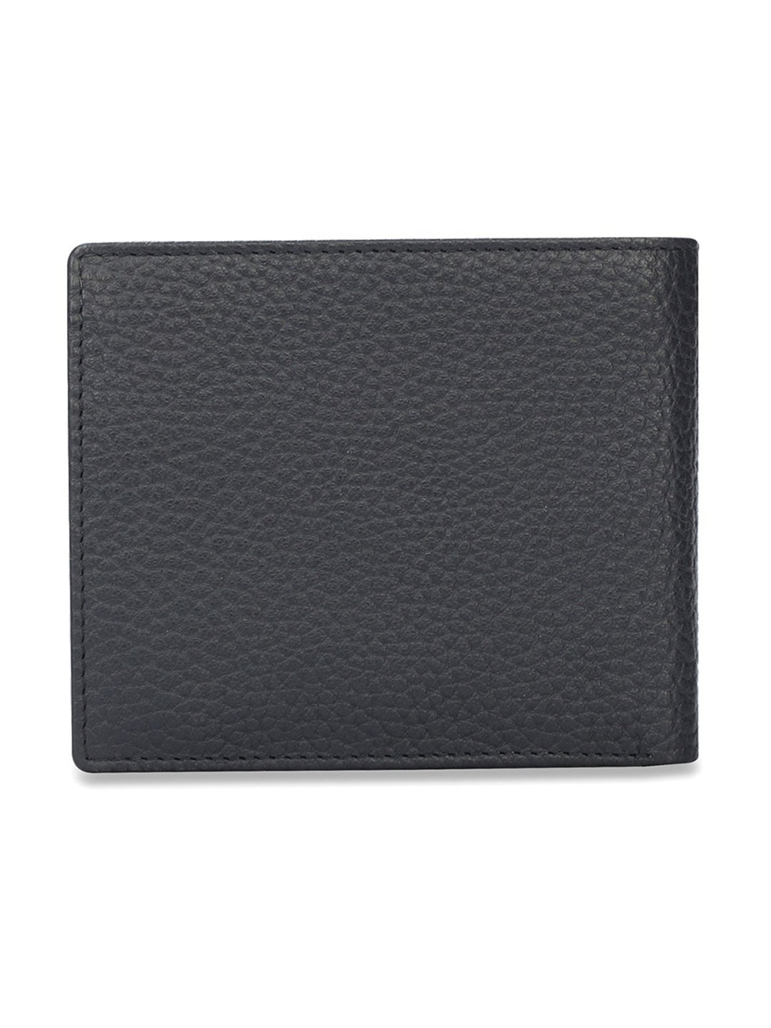 The Vertical Navy Blue Textured Leather Bi-Fold Wallet for Men