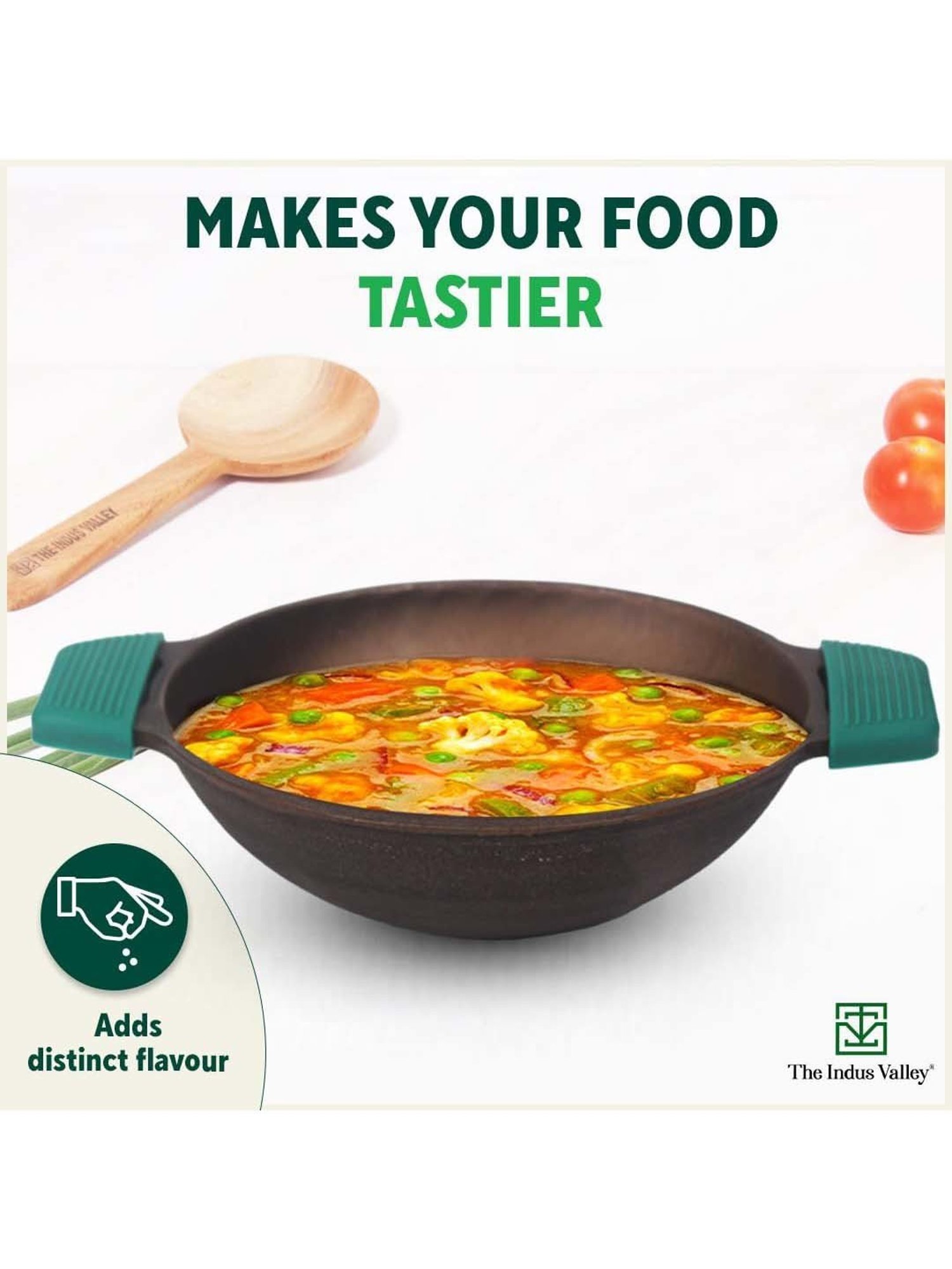 The Indus Valley Black Cast Iron 25.4 cm Deep Frying Kadhai (2.5 L)