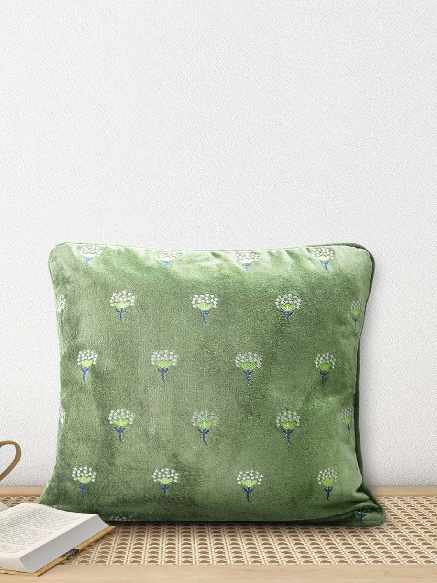 Living Scapes by Pantaloons Green Cotton Cushion Cover