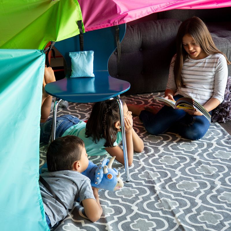 JumpOff Jo Build Me Blanket Fort, Configurable Play Tent Kit, 3 Ripstop Blankets, Beanbags & Drawstring Backpack
