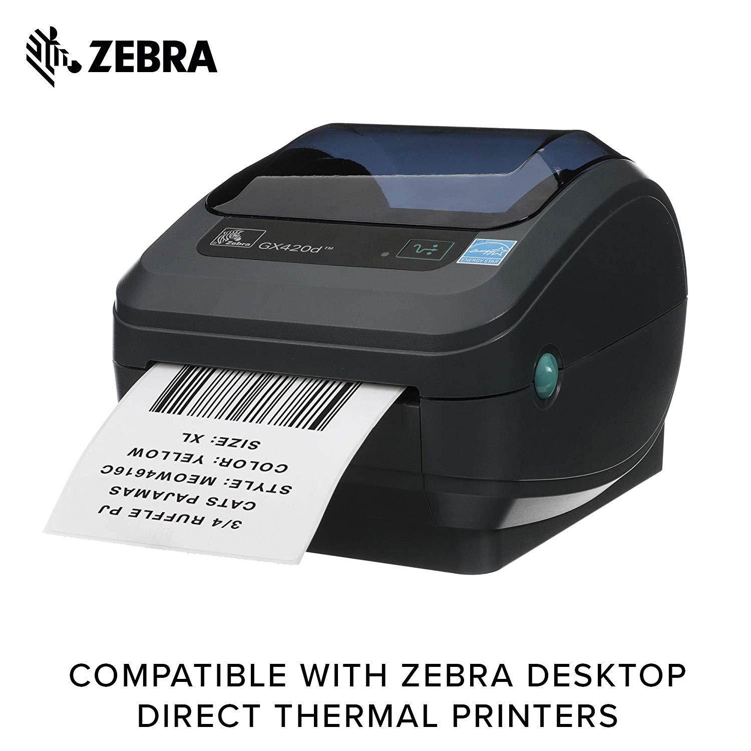 Zebra - 4 x 4 in Direct Thermal Paper Labels, Z-Perform 2000D Permanent Adhesive Shipping Labels, Zebra Desktop Printer Compatible, 1 in Core - 6 Rolls