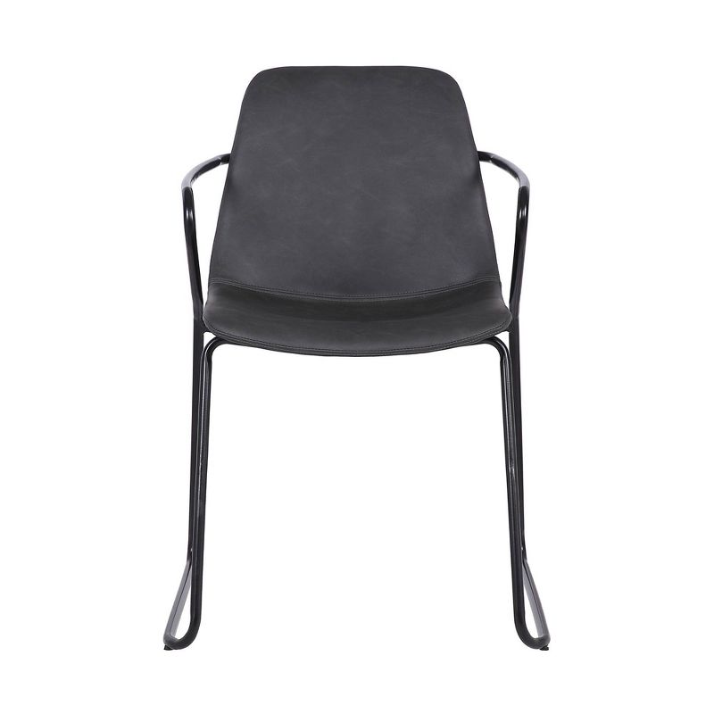 Set of 2 Colton Contemporary Dining Chair Faux Leather Black/Gray - Armen Living