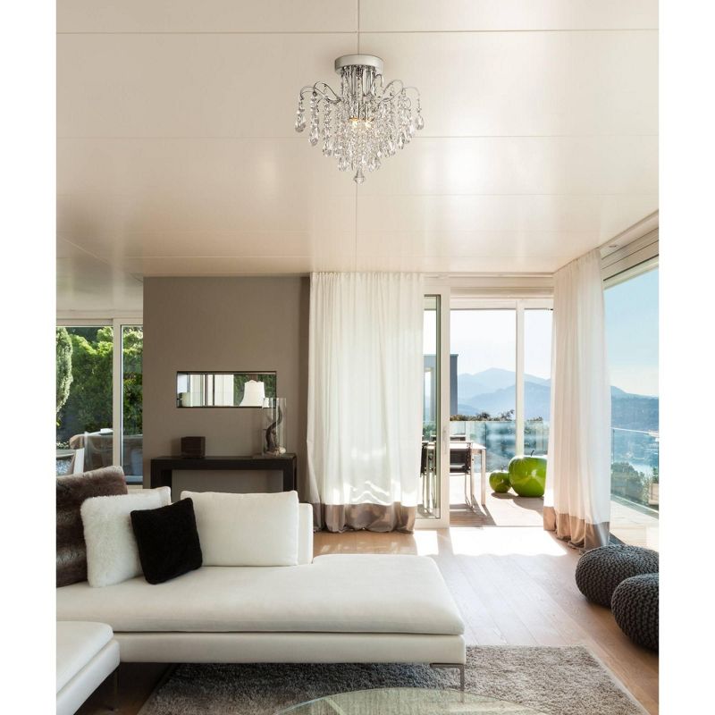 Vienna Full Spectrum Modern Chandelier Ceiling Light Semi Flush Mount Fixture Chrome 11 3/4" Wide Crystal for Bedroom Living Room