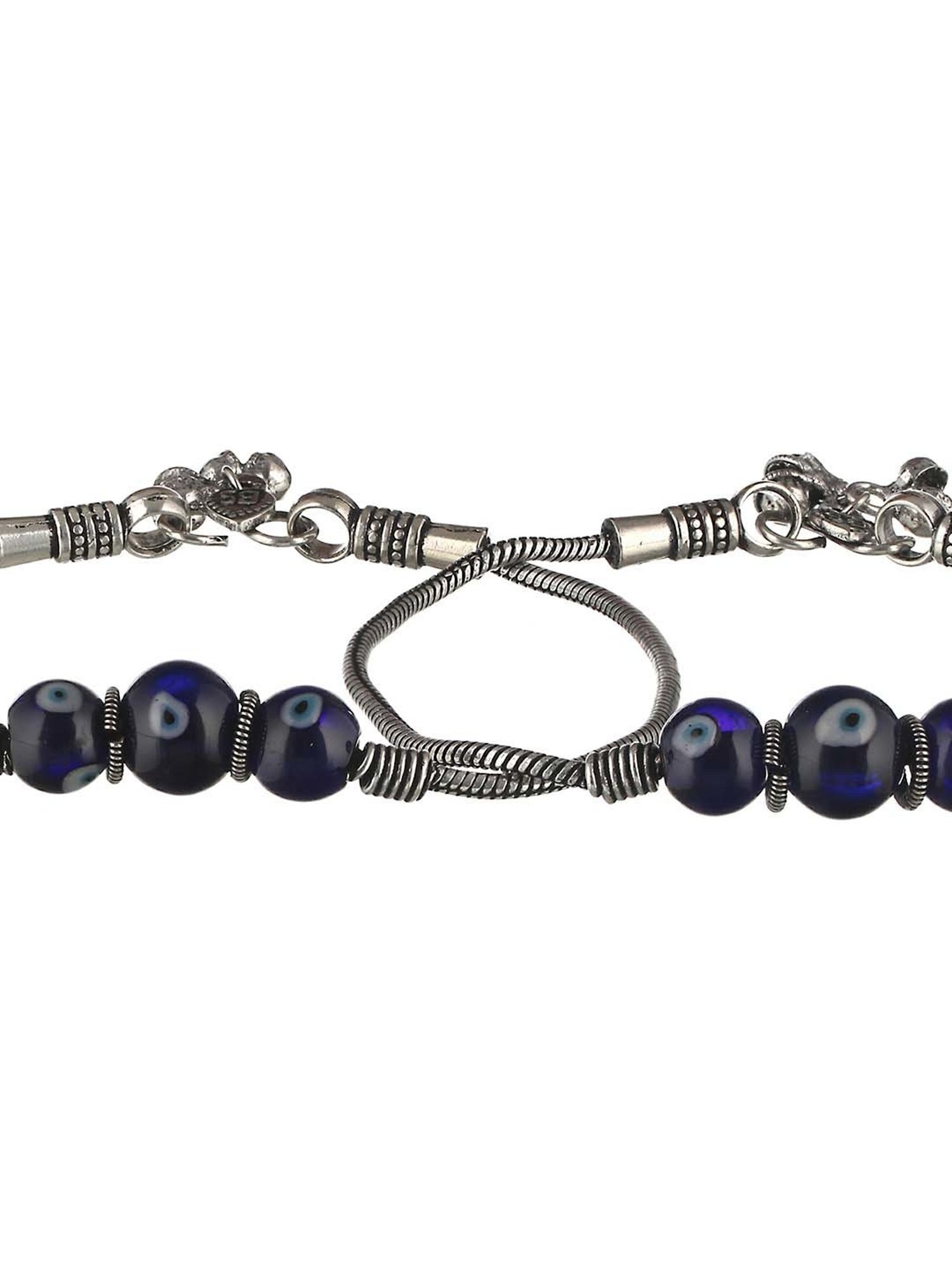 Saraf RS Jewellery Evil Eye German Silver Payal/Anklets - Set of 2