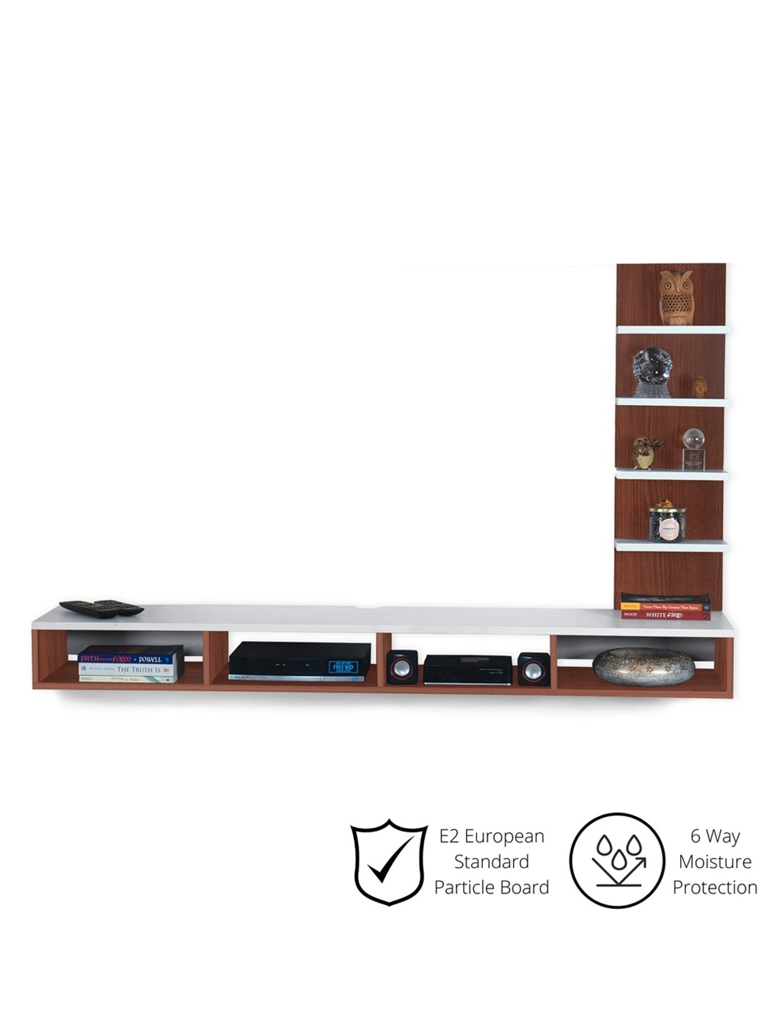 Delite Kom Luke Acacia Dark & White Engineered Wood TV Entertainment Unit