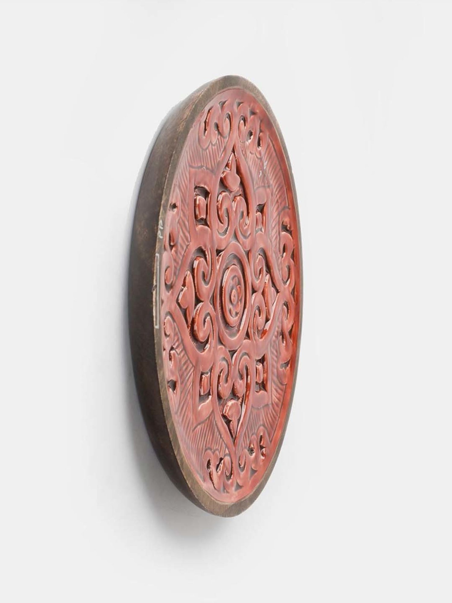 Fabindia Home Gulmohar Orange Wood Hand Carved Wall Plate